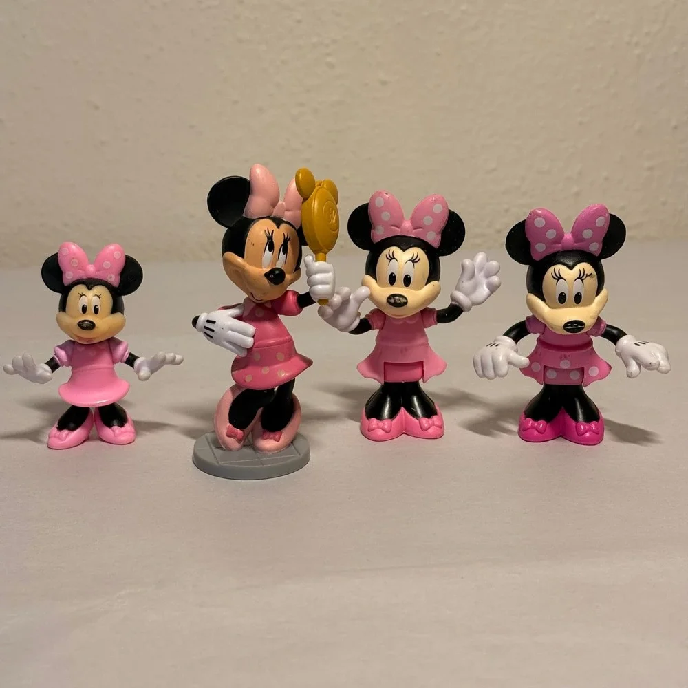 Disney Minnie Mouse Figures Kids OS Pink Good 4pc Toy Lot Articulated Figurine